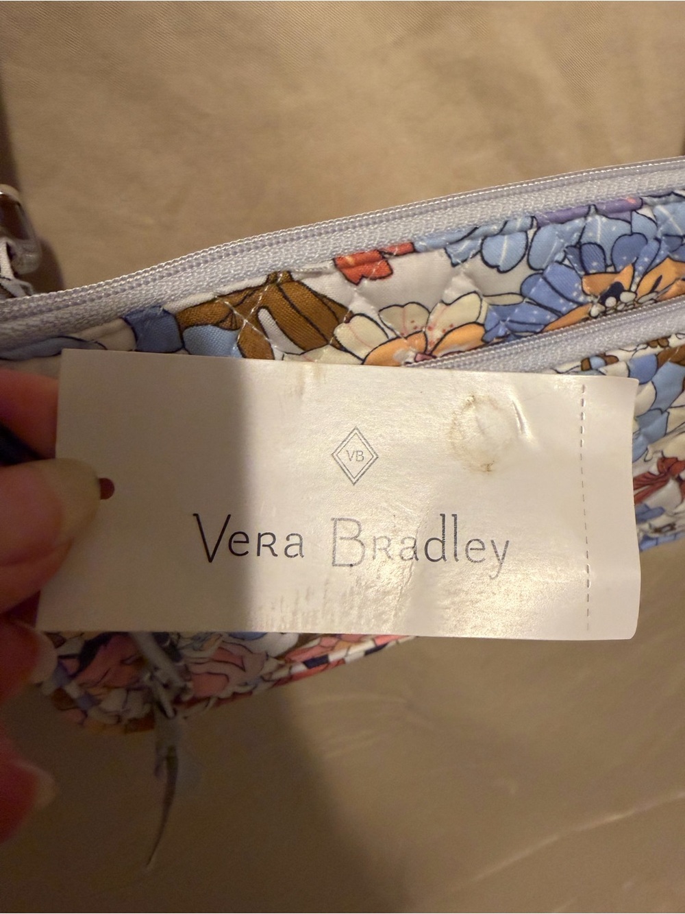 Vera Bradley Floral Quilted Crossbody in Blue, Pink & Brown - Picture 4 of 7